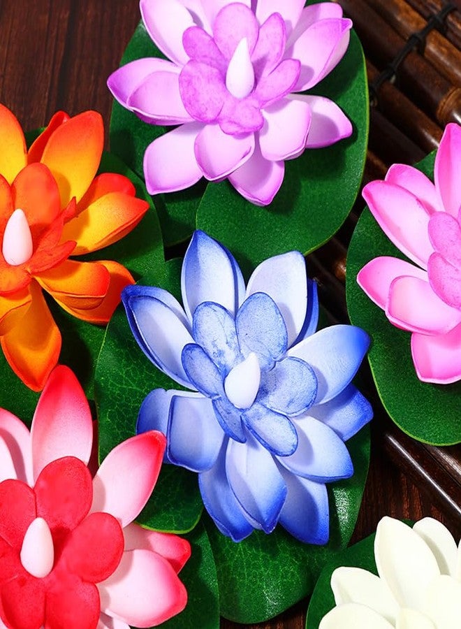VERVENIX Set of 6 Floating Lotus LED Candles with Water Sensor - Multicolor, Smokeless & Flameless Tea Lights for Diwali Festival, Home & Outdoor Decoration - Image 5